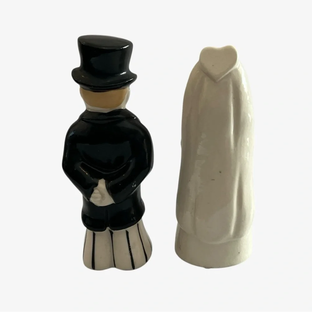 Vintage Bride and Groom Ceramic Cake Toppers Occupied Japan